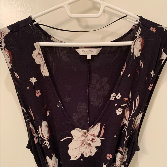 Part Two Black Floral Print Dress with Tie Waist - Picture 4 of 5